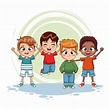 Niños felices dibujos animados de jumpin | Descargar Vectores Premium