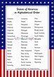 States of America in Alphabetical Order