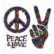 hippie symbols two fingers as a sign of victory, a sign of Pacific and ...