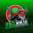 Logotipo de esport mascota rana ninja | Vector Premium