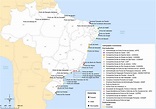 Brasil puertos mapa - Mapa de puertos de Brasil (América del Sur - América)