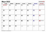 Calendario mayo 2023 en Word, Excel y PDF - Calendarpedia