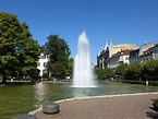 Baden-Baden, der Augustaplatz mit der großen Fontäne, Sept - Staedte ...