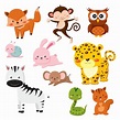 Conjunto de animais fofos dos desenhos animados | Vetor Premium