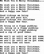 We Wish You A Merry Christmas Lyrics Printable
