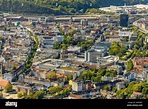 Luftbild zur Hagener Innenstadt mit historischem Rathaus ...