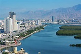 Aerial view of Ras al Khaimah, United Arab Emirates north of Dub ...