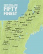 New England 50 Finest Map 11x14 Print | 11x14 print, New england, New ...