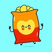 Cute funny chips character. Vector hand drawn cartoon kawaii character ...