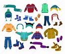Colección de ropa de invierno para niños - ilustración vectorial ...