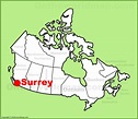 Surrey location on the Canada Map - Ontheworldmap.com