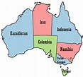 A map of Australia with countries of similar size to each of the ...