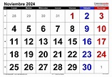 Calendario noviembre 2024 en Word, Excel y PDF - Calendarpedia