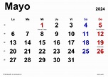 Calendario mayo 2024 en Word, Excel y PDF - Calendarpedia