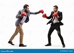 Two Men In Formal Clothes Fighting With Boxing Gloves Stock Image ...
