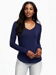 Navy Long Sleeve V-Neck | Women, T shirts for women, Clothes
