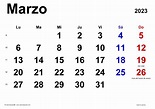 Calendario marzo 2023 en Word, Excel y PDF - Calendarpedia