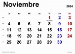 Calendario noviembre 2024 en Word, Excel y PDF - Calendarpedia