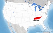 Where is Tennessee located on the map?