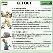 GET OUT – phrasal verb – meanings and example | Woodward English