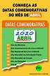 Datas Comemorativas Abril - Clique para conhecer todas as datas do mês ...