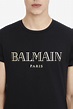 Balmain Camiseta de algodón negra con logotipo dorado de Balmain Paris ...