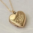 Gold Locket Necklace Heart Locket Vintage Locket by KiddoandPye