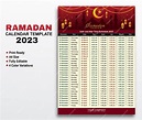 Шаблон календаря рамадана, дизайн исламского мусульманского календаря ...
