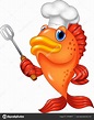 Chef pesce cartone animato in possesso di spatola - Grafica Vettoriale ...