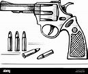 Dibujo Vectorial pistola con balas de revólver Imagen Vector de stock ...