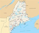 Large map of Maine state with roads, highways, relief and major cities ...