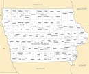 Iowa Map With Cities And Towns – Map Vector