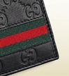 Lyst - Gucci Ssima Leather Web Bi-fold Wallet in Black for Men