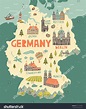 Illustrated Map Germany Travel Attractions Stock Vector (Royalty Free ...