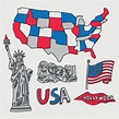Mapa y elementos de Estados Unidos 226169 Vector en Vecteezy