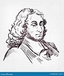 Blaise Pascal Line Art Portrait, Vector | CartoonDealer.com #154779689