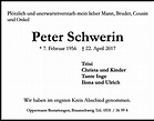 Traueranzeigen von Peter Schwerin | trauer38.de