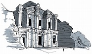Ruins At Petra Drawing By Pd | lupon.gov.ph