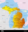 Mapa de color vectorial del estado de Michigan. Ee.Uu Fotografía de ...