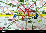 Mapa de carreteras de York, Inglaterra Fotografía de stock - Alamy