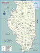 Map of Illinois Counties with Names Towns Cities Printable