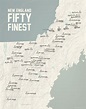 New England 50 Finest Map 11x14 Print - Best Maps Ever