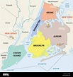 La ciudad de Nueva York, 5 distritos mapa Imagen Vector de stock - Alamy