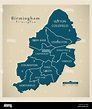 Modern City Map - Birmingham with labelled boroughs illustration Stock ...