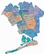 Karte und plan die 5 bezirke (boroughs) und stadtteile von New York