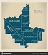 Mapa Ciudad Moderna Fresno California Ciudad Los Estados Unidos Con ...