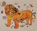 Lion With Stars, Hearts, Butterflies, Fruits, and Birds, Andy Warhol ...