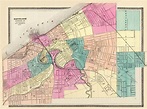 Cleveland map - Old map of Cleveland giclee reproduction - Restored map ...