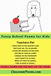 More Funny School Poems | Poems about school, School humor, Funny poems ...