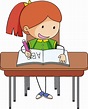 una niña haciendo la tarea, personaje de dibujos animados de doodle ...